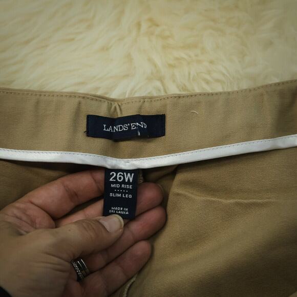 Lands End Plus Size 26W Pants Fit Slim Leg Mid Rise Stretch Khaki Pull On NWT - Picture 3 of 5